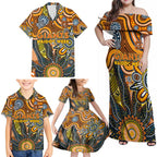 Personalised Giants NAIDOC Week 2024 Family Matching Off Shoulder Maxi Dress and Hawaiian Shirt Aussie Aboriginal Art