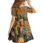 Personalised Giants NAIDOC Week 2024 Family Matching Off Shoulder Maxi Dress and Hawaiian Shirt Aussie Aboriginal Art