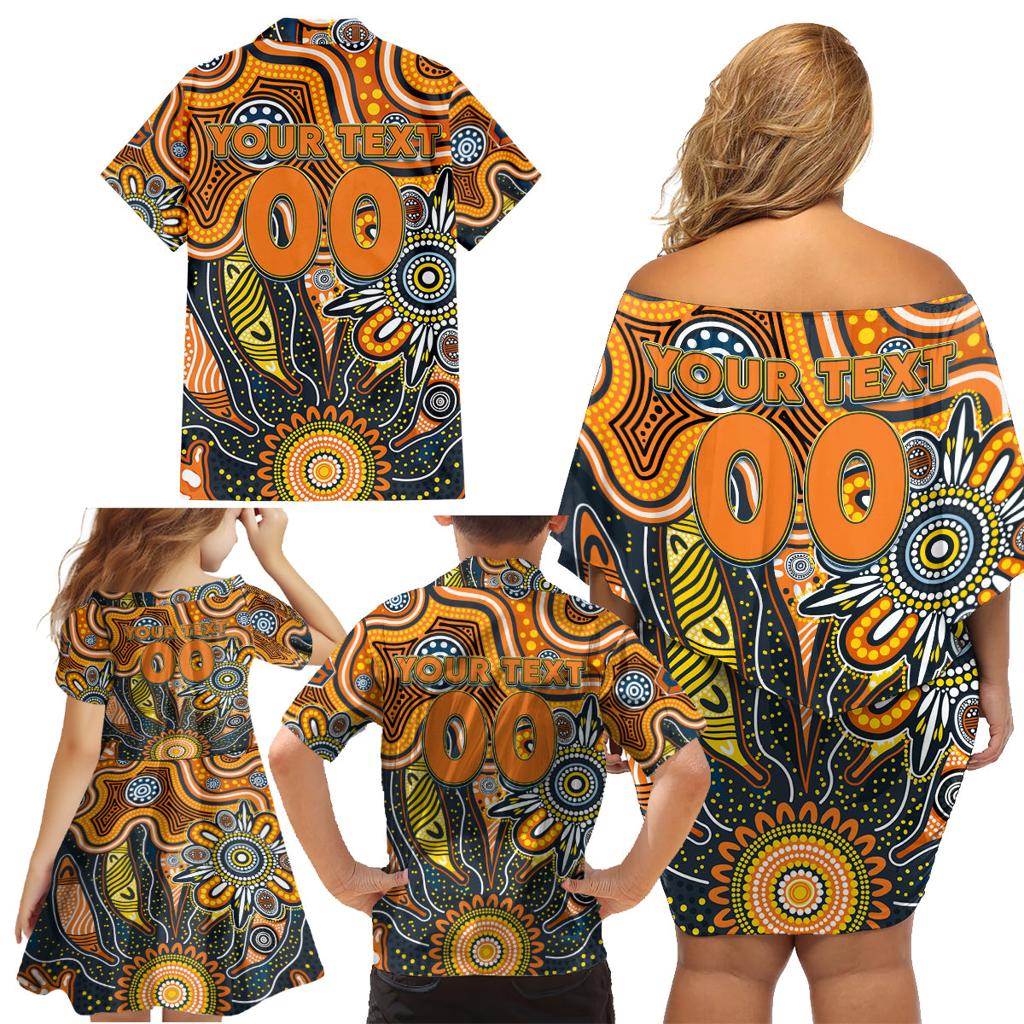 Personalised Giants NAIDOC Week 2024 Family Matching Off Shoulder Short Dress and Hawaiian Shirt Aussie Aboriginal Art
