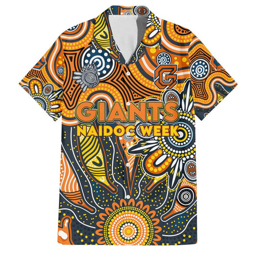 Personalised Giants NAIDOC Week 2024 Family Matching Off Shoulder Short Dress and Hawaiian Shirt Aussie Aboriginal Art