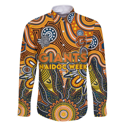 Personalised Giants NAIDOC Week 2024 Family Matching Off Shoulder Short Dress and Hawaiian Shirt Aussie Aboriginal Art
