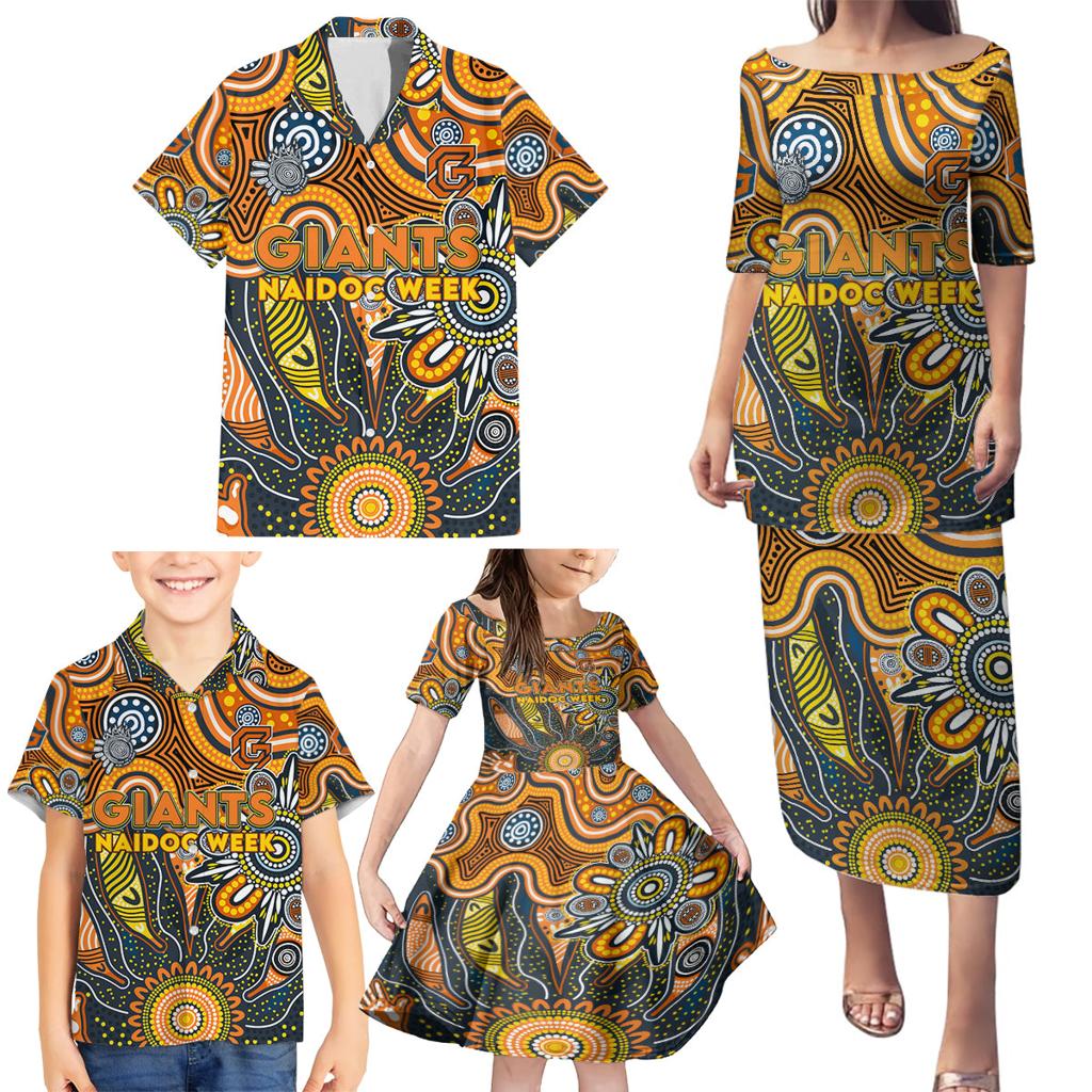 Personalised Giants NAIDOC Week 2024 Family Matching Puletasi and Hawaiian Shirt Aussie Aboriginal Art