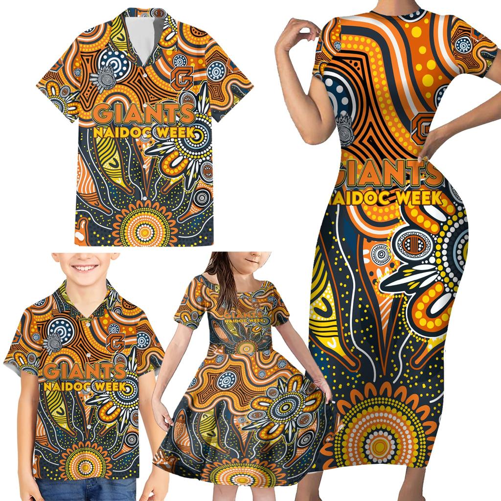 Personalised Giants NAIDOC Week 2024 Family Matching Short Sleeve Bodycon Dress and Hawaiian Shirt Aussie Aboriginal Art