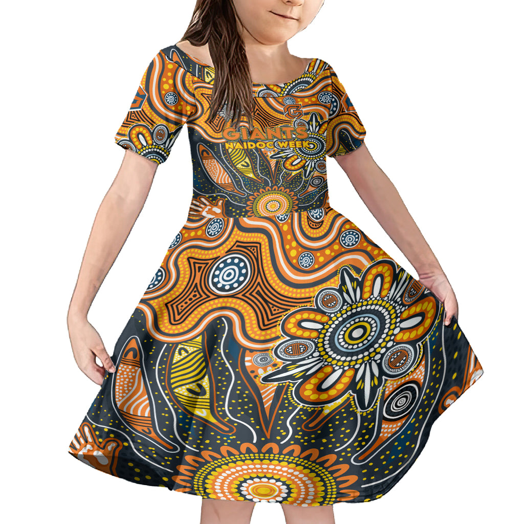 Personalised Giants NAIDOC Week 2024 Kid Short Sleeve Dress Aussie Aboriginal Art