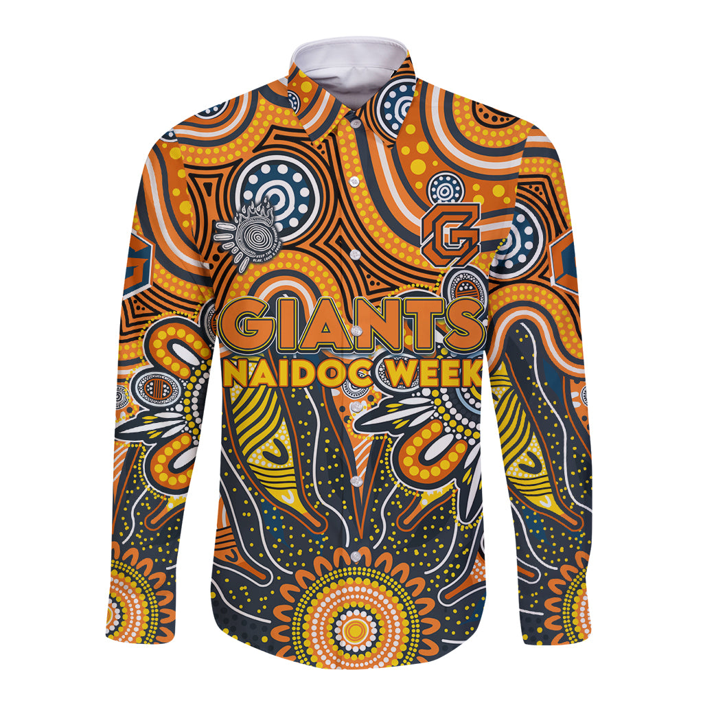 Personalised Giants NAIDOC Week 2024 Long Sleeve Button Shirt Aussie Aboriginal Art
