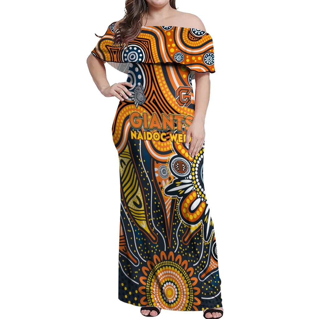 Personalised Giants NAIDOC Week 2024 Off Shoulder Maxi Dress Aussie Aboriginal Art