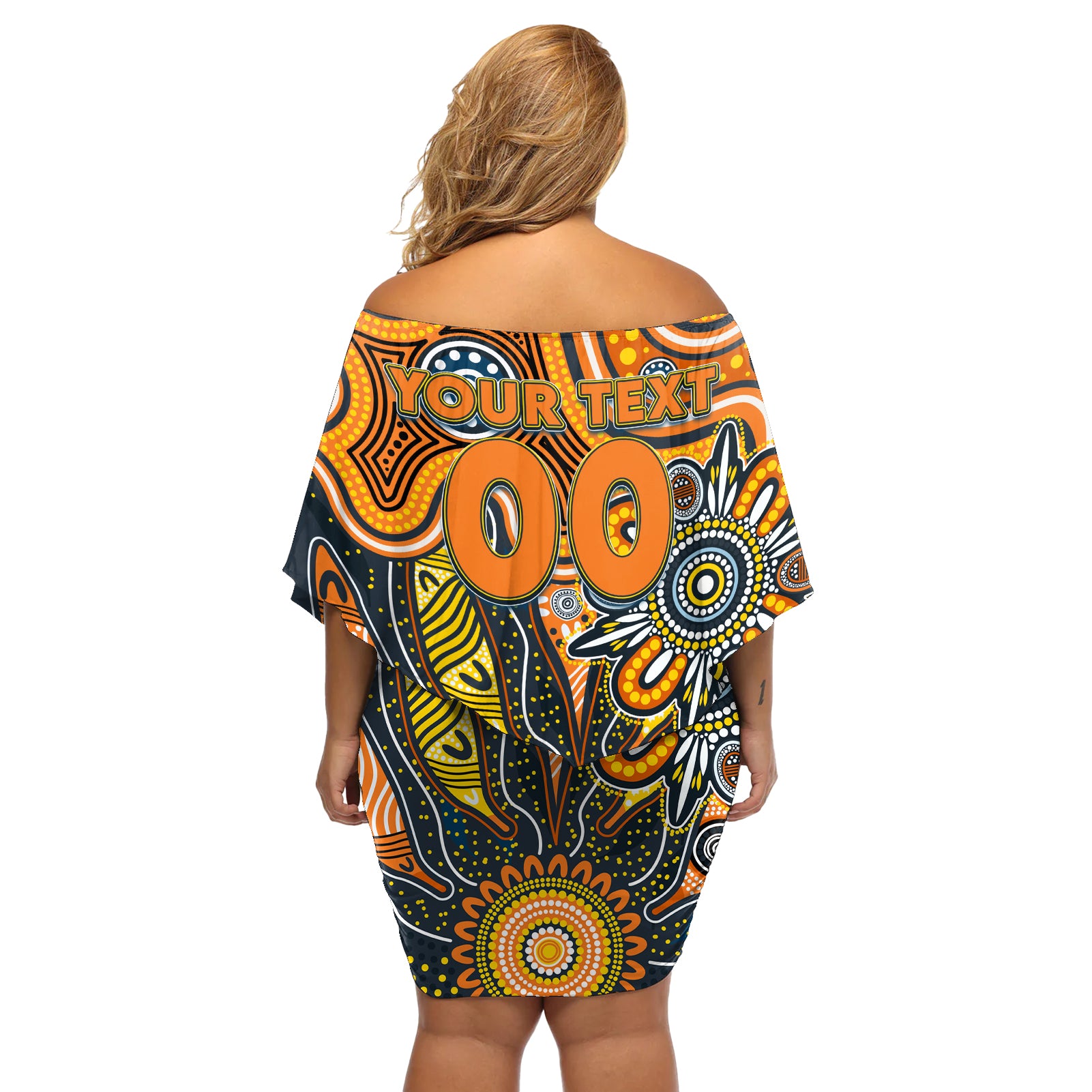Personalised Giants NAIDOC Week 2024 Off Shoulder Short Dress Aussie Aboriginal Art