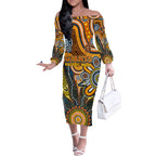 Personalised Giants NAIDOC Week 2024 Off The Shoulder Long Sleeve Dress Aussie Aboriginal Art