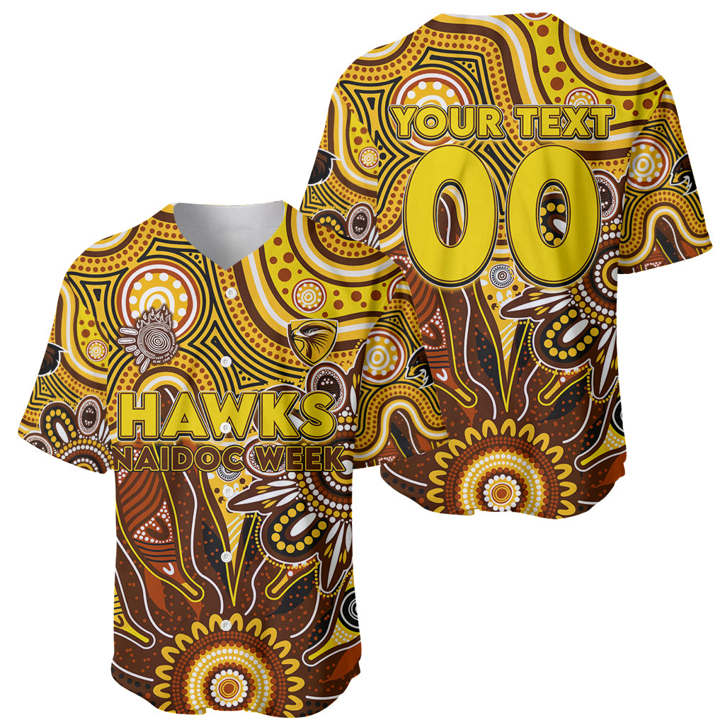 Personalised Hawks NAIDOC Week 2024 Baseball Jersey Aussie Aboriginal Art