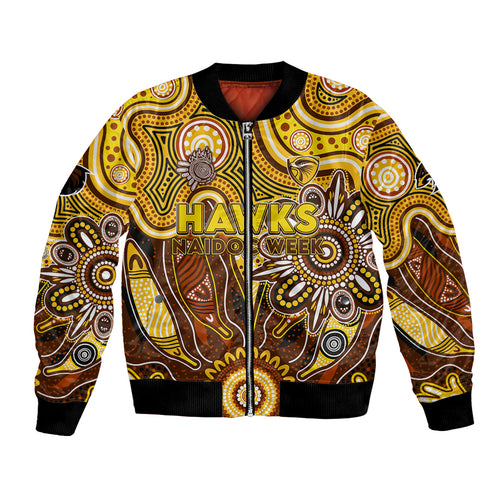 Personalised Hawks NAIDOC Week 2024 Bomber Jacket Aussie Aboriginal Art