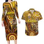 Personalised Hawks NAIDOC Week 2024 Couples Matching Long Sleeve Bodycon Dress and Hawaiian Shirt Aussie Aboriginal Art