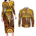Personalised Hawks NAIDOC Week 2024 Couples Matching Long Sleeve Bodycon Dress and Long Sleeve Button Shirt Aussie Aboriginal Art