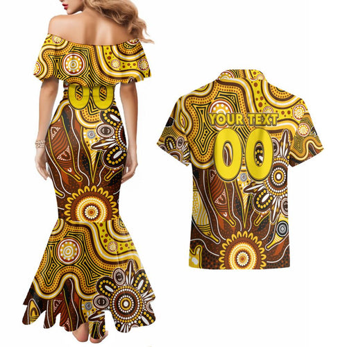 Personalised Hawks NAIDOC Week 2024 Couples Matching Mermaid Dress and Hawaiian Shirt Aussie Aboriginal Art