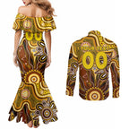 Personalised Hawks NAIDOC Week 2024 Couples Matching Mermaid Dress and Long Sleeve Button Shirt Aussie Aboriginal Art