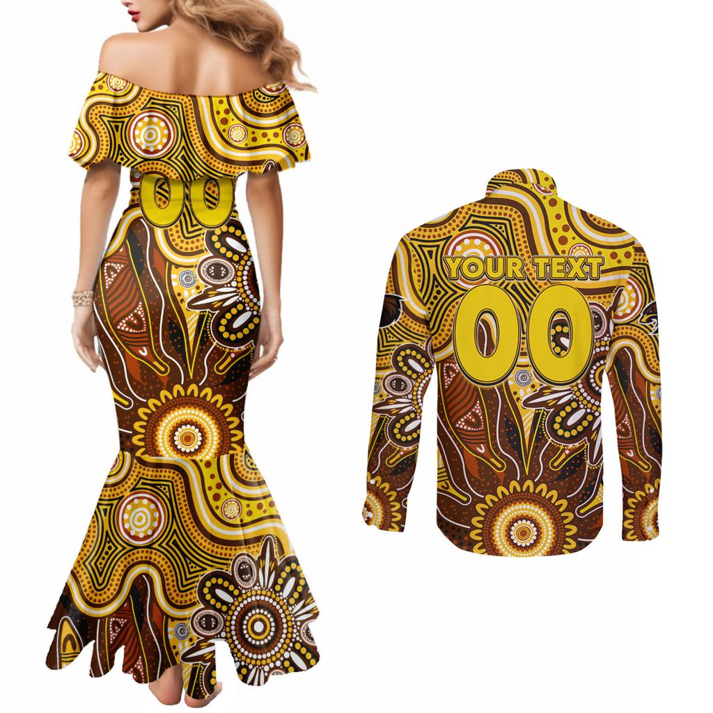 Personalised Hawks NAIDOC Week 2024 Couples Matching Mermaid Dress and Long Sleeve Button Shirt Aussie Aboriginal Art