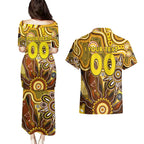 Personalised Hawks NAIDOC Week 2024 Couples Matching Puletasi and Hawaiian Shirt Aussie Aboriginal Art