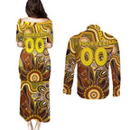 Personalised Hawks NAIDOC Week 2024 Couples Matching Puletasi and Long Sleeve Button Shirt Aussie Aboriginal Art