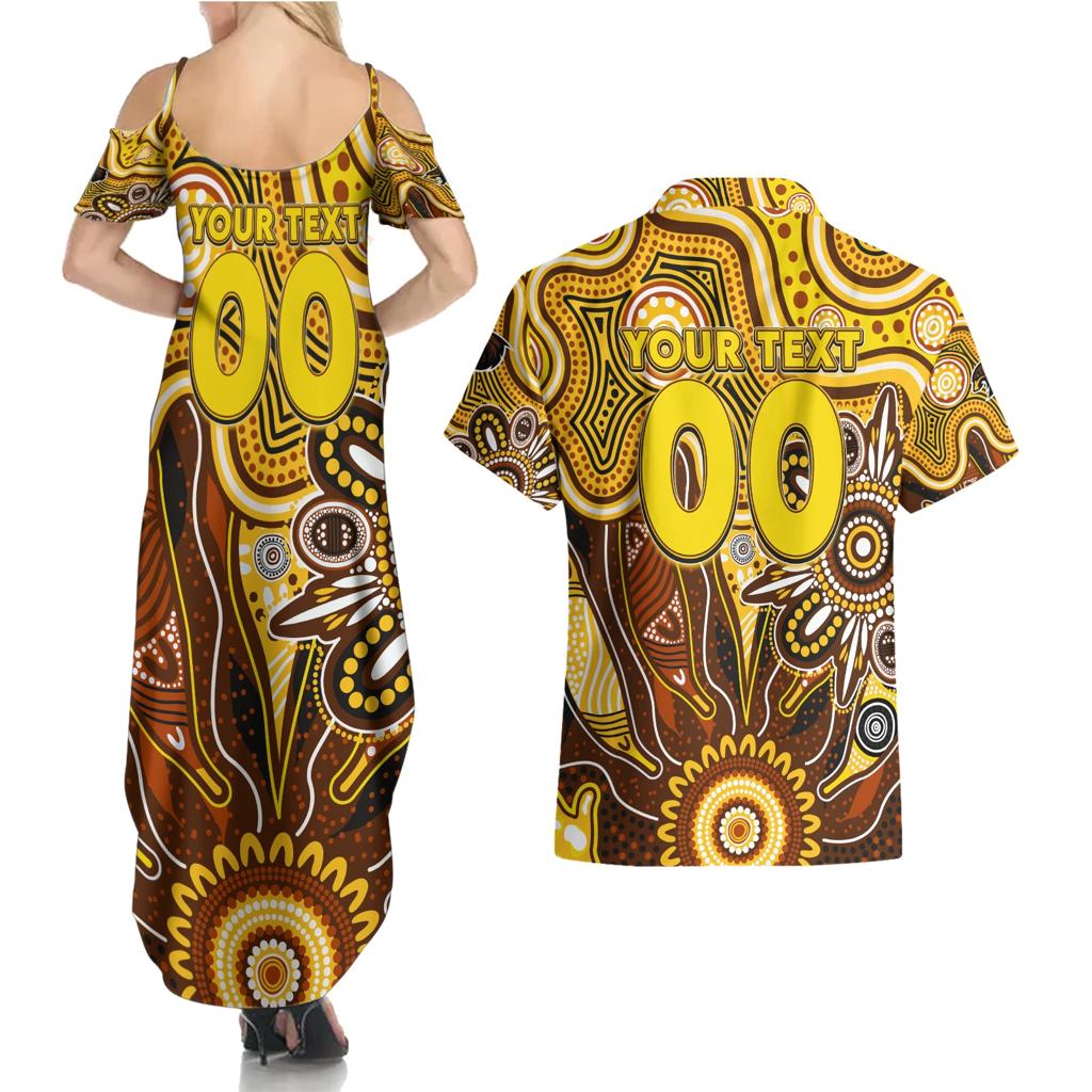 Personalised Hawks NAIDOC Week 2024 Couples Matching Summer Maxi Dress and Hawaiian Shirt Aussie Aboriginal Art