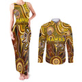 Personalised Hawks NAIDOC Week 2024 Couples Matching Tank Maxi Dress and Long Sleeve Button Shirt Aussie Aboriginal Art