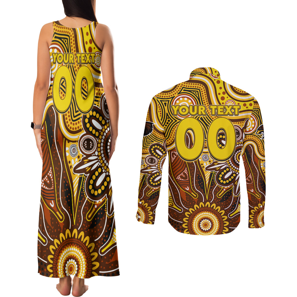 Personalised Hawks NAIDOC Week 2024 Couples Matching Tank Maxi Dress and Long Sleeve Button Shirt Aussie Aboriginal Art
