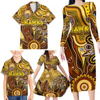 Personalised Hawks NAIDOC Week 2024 Family Matching Long Sleeve Bodycon Dress and Hawaiian Shirt Aussie Aboriginal Art