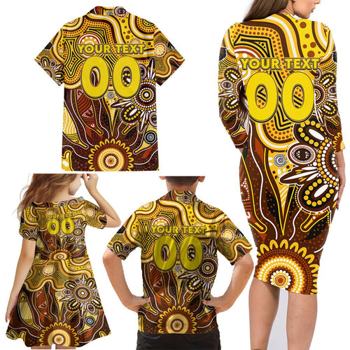 Personalised Hawks NAIDOC Week 2024 Family Matching Long Sleeve Bodycon Dress and Hawaiian Shirt Aussie Aboriginal Art