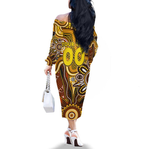 Personalised Hawks NAIDOC Week 2024 Family Matching Off The Shoulder Long Sleeve Dress and Hawaiian Shirt Aussie Aboriginal Art