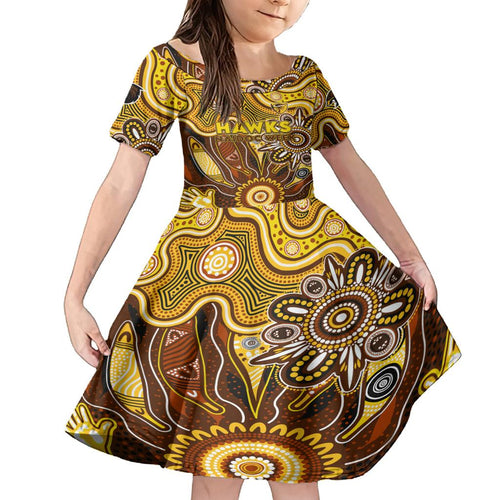 Personalised Hawks NAIDOC Week 2024 Family Matching Off Shoulder Maxi Dress and Hawaiian Shirt Aussie Aboriginal Art