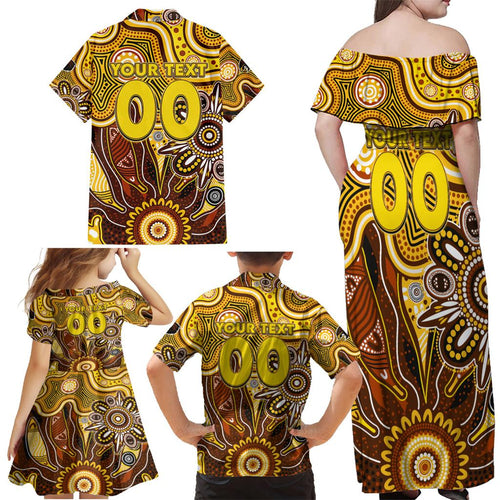Personalised Hawks NAIDOC Week 2024 Family Matching Off Shoulder Maxi Dress and Hawaiian Shirt Aussie Aboriginal Art