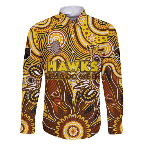 Personalised Hawks NAIDOC Week 2024 Family Matching Off Shoulder Maxi Dress and Hawaiian Shirt Aussie Aboriginal Art