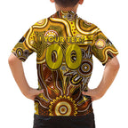 Personalised Hawks NAIDOC Week 2024 Family Matching Off Shoulder Short Dress and Hawaiian Shirt Aussie Aboriginal Art