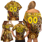 Personalised Hawks NAIDOC Week 2024 Family Matching Off Shoulder Short Dress and Hawaiian Shirt Aussie Aboriginal Art