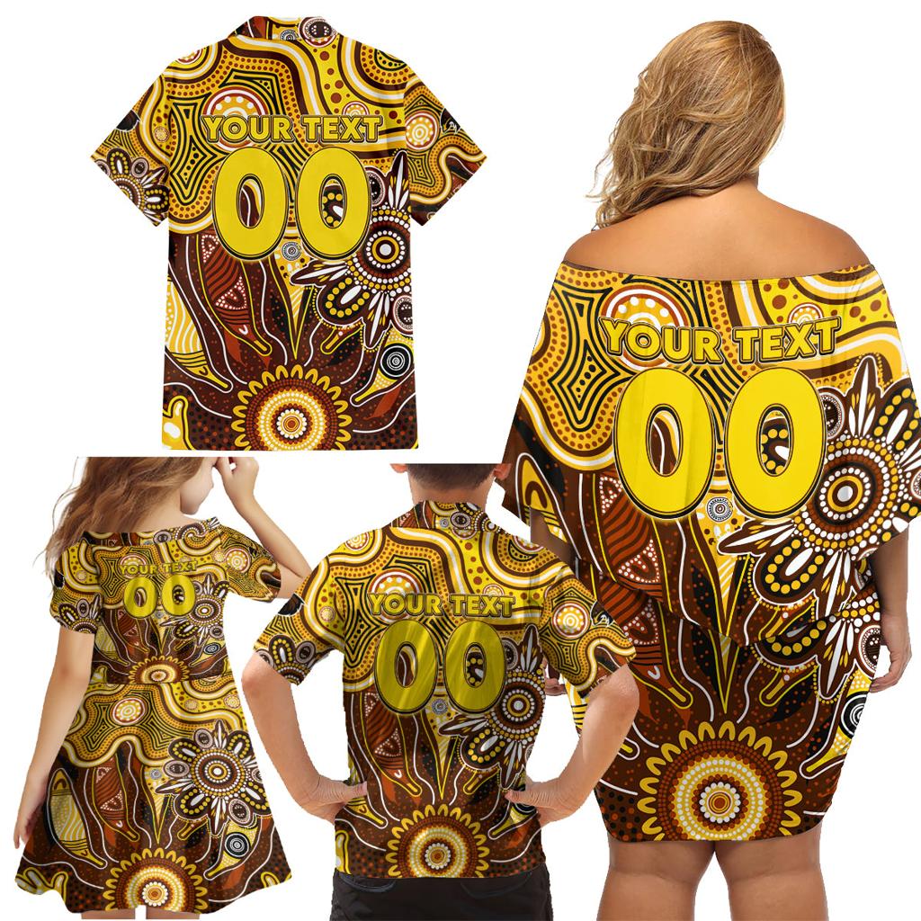 Personalised Hawks NAIDOC Week 2024 Family Matching Off Shoulder Short Dress and Hawaiian Shirt Aussie Aboriginal Art