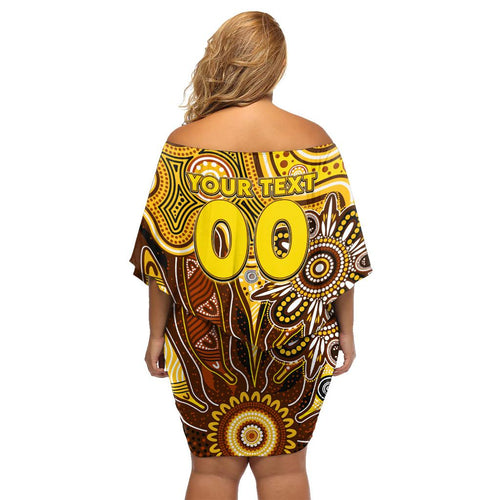 Personalised Hawks NAIDOC Week 2024 Family Matching Off Shoulder Short Dress and Hawaiian Shirt Aussie Aboriginal Art