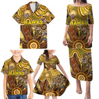 Personalised Hawks NAIDOC Week 2024 Family Matching Puletasi and Hawaiian Shirt Aussie Aboriginal Art