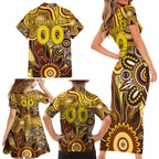 Personalised Hawks NAIDOC Week 2024 Family Matching Short Sleeve Bodycon Dress and Hawaiian Shirt Aussie Aboriginal Art