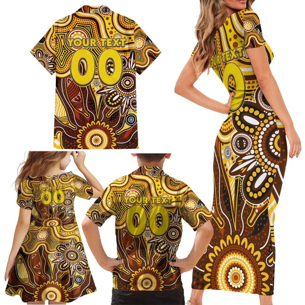 Personalised Hawks NAIDOC Week 2024 Family Matching Short Sleeve Bodycon Dress and Hawaiian Shirt Aussie Aboriginal Art