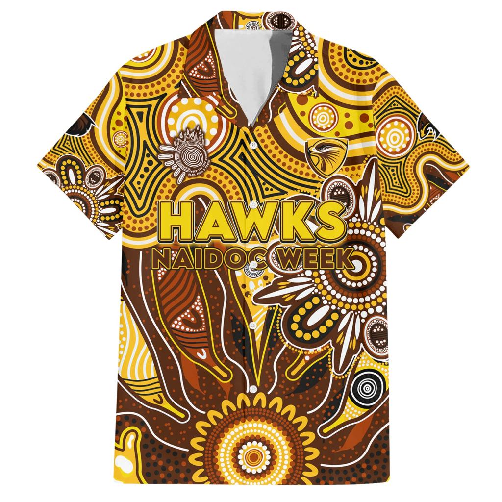 Personalised Hawks NAIDOC Week 2024 Family Matching Short Sleeve Bodycon Dress and Hawaiian Shirt Aussie Aboriginal Art