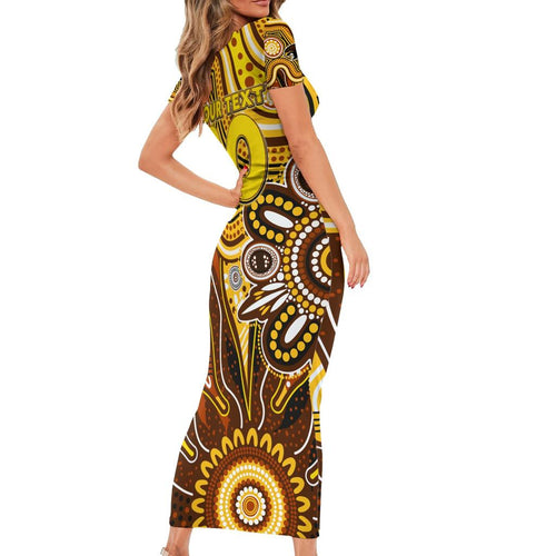 Personalised Hawks NAIDOC Week 2024 Family Matching Short Sleeve Bodycon Dress and Hawaiian Shirt Aussie Aboriginal Art