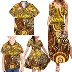 Personalised Hawks NAIDOC Week 2024 Family Matching Summer Maxi Dress and Hawaiian Shirt Aussie Aboriginal Art