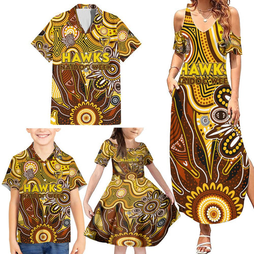 Personalised Hawks NAIDOC Week 2024 Family Matching Summer Maxi Dress and Hawaiian Shirt Aussie Aboriginal Art