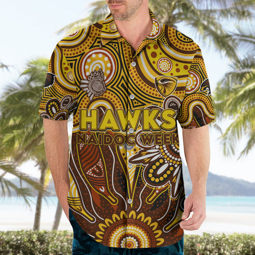 Personalised Hawks NAIDOC Week 2024 Hawaiian Shirt Aussie Aboriginal Art