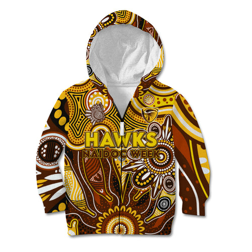 Personalised Hawks NAIDOC Week 2024 Kid Hoodie Aussie Aboriginal Art