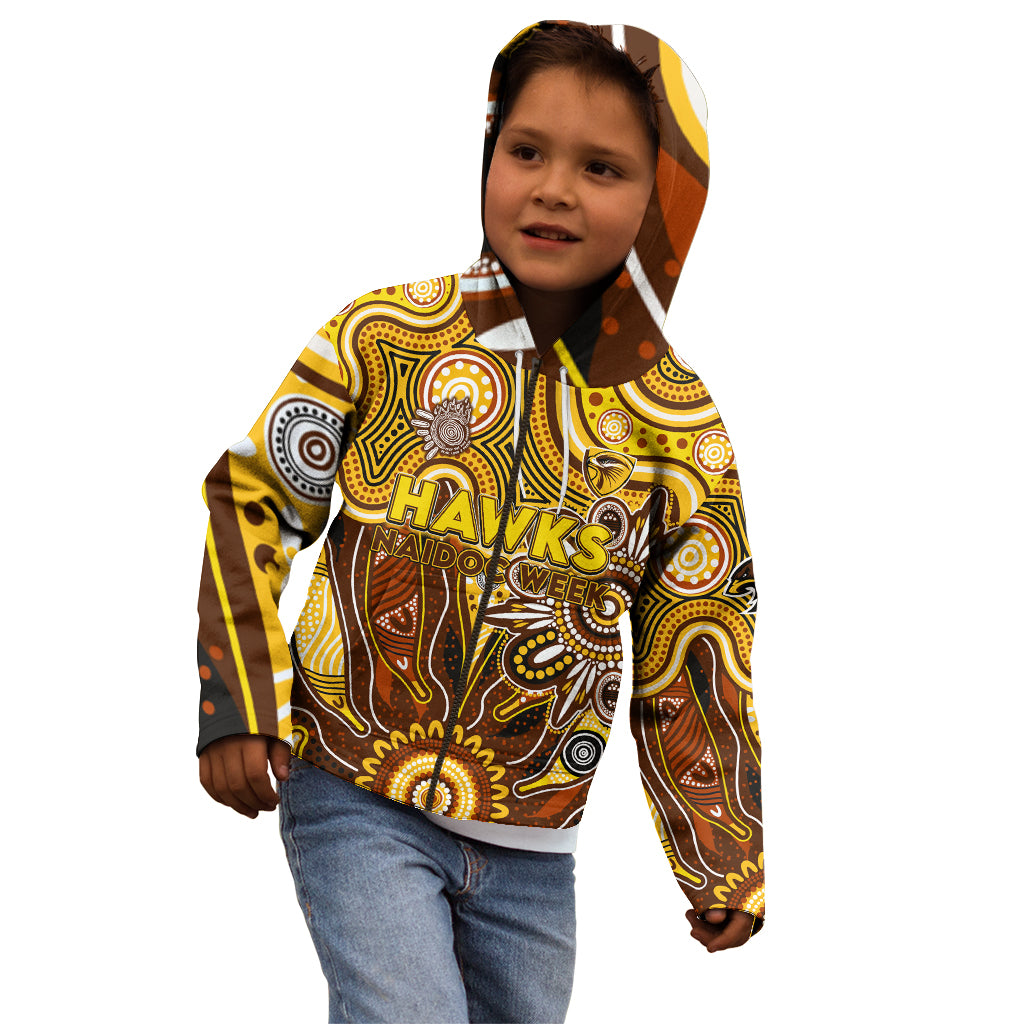 Personalised Hawks NAIDOC Week 2024 Kid Hoodie Aussie Aboriginal Art
