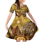 Personalised Hawks NAIDOC Week 2024 Kid Short Sleeve Dress Aussie Aboriginal Art