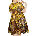 Personalised Hawks NAIDOC Week 2024 Kid Short Sleeve Dress Aussie Aboriginal Art