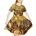 Personalised Hawks NAIDOC Week 2024 Kid Short Sleeve Dress Aussie Aboriginal Art