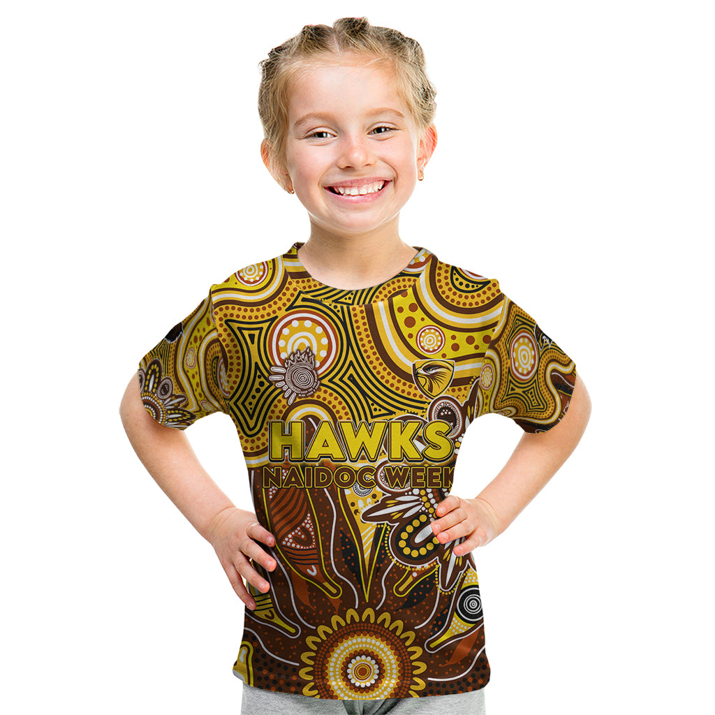Personalised Hawks NAIDOC Week 2024 Kid T Shirt Aussie Aboriginal Art