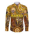Personalised Hawks NAIDOC Week 2024 Long Sleeve Button Shirt Aussie Aboriginal Art