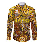 Personalised Hawks NAIDOC Week 2024 Long Sleeve Button Shirt Aussie Aboriginal Art